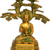Brass Buddha Under Boddhi Tree 9.5 Inch