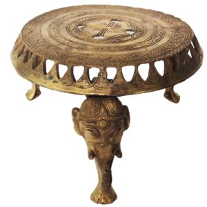 Handicrafted Chowki Of Elephant Design Made By Brass