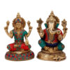 Laksmi Ganesha Statue In Dual Stone Work Finish