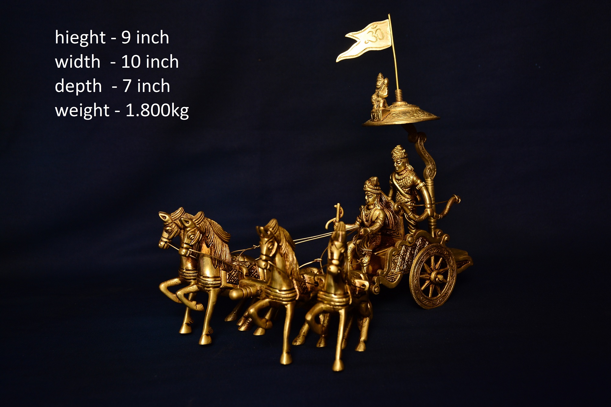 Brass Krishn Arjun Rath 4 Horses
