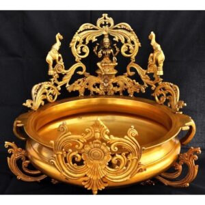 Goddess Lakshmi Brass Metal Hand Carved Urli