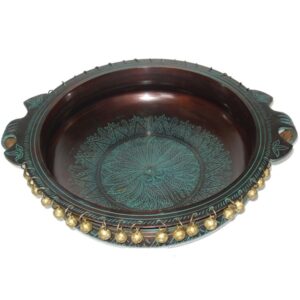 Brass urli In Antique Green Finish