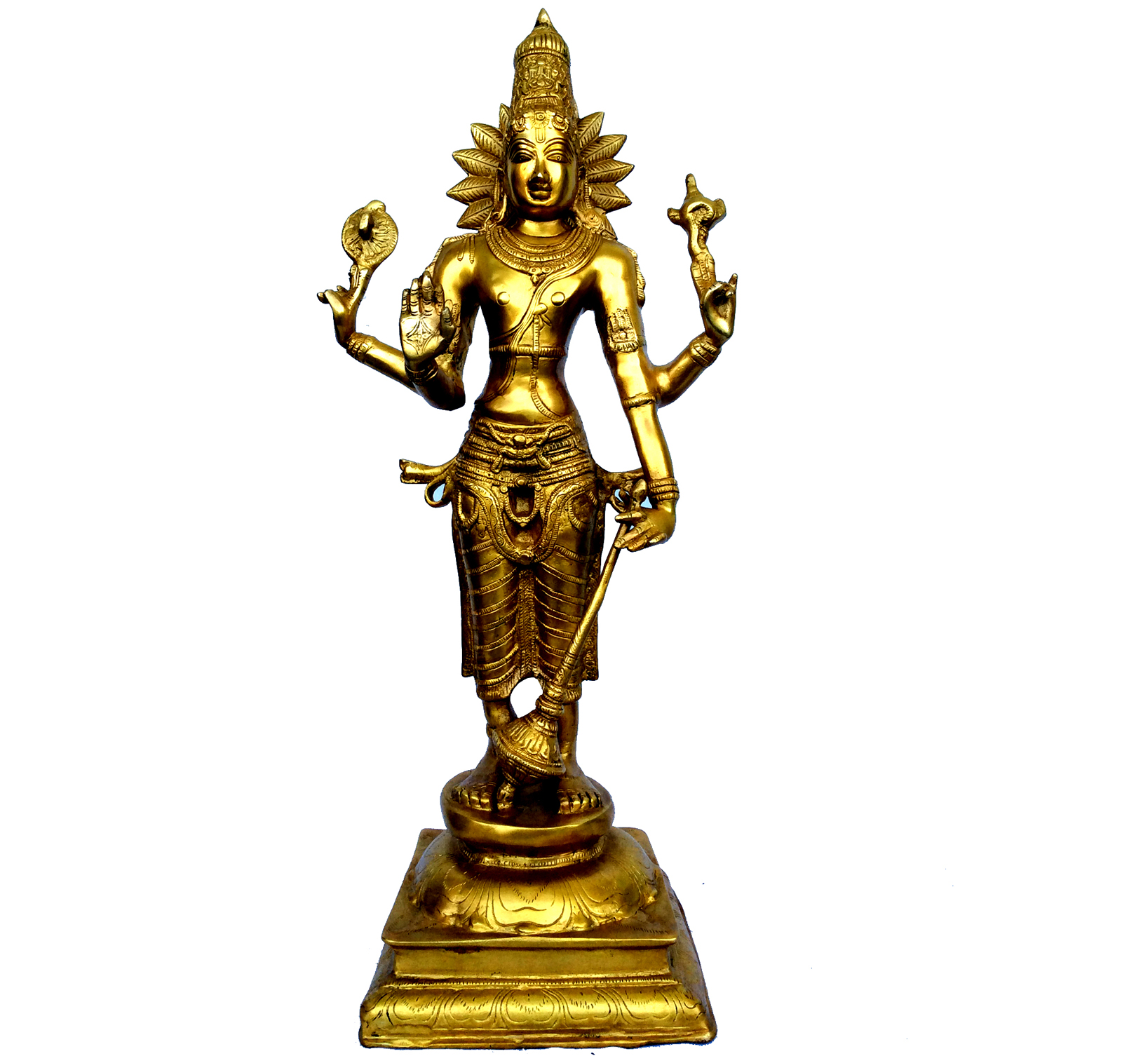 Lord Vishnu Standing Sculpture Made In Brass Metal