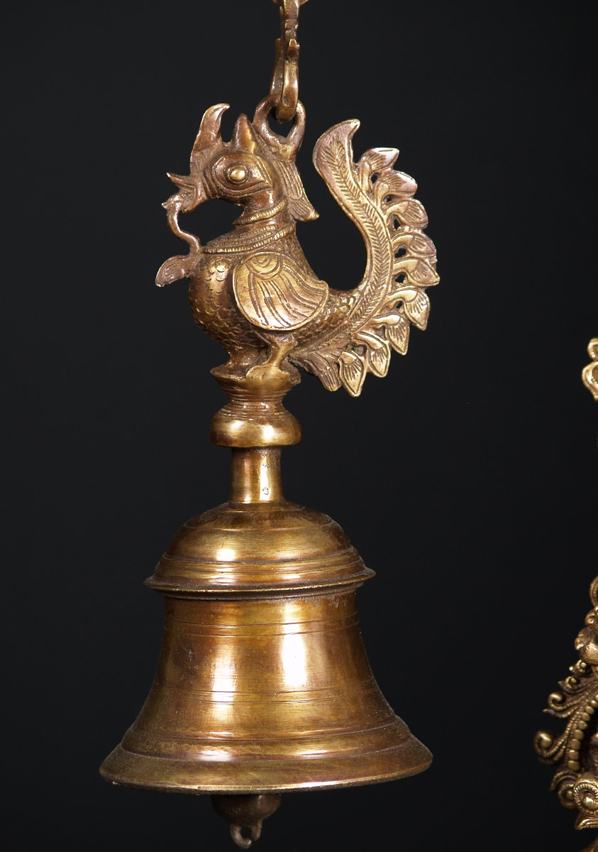 Brass Peacock Bell 12 inch