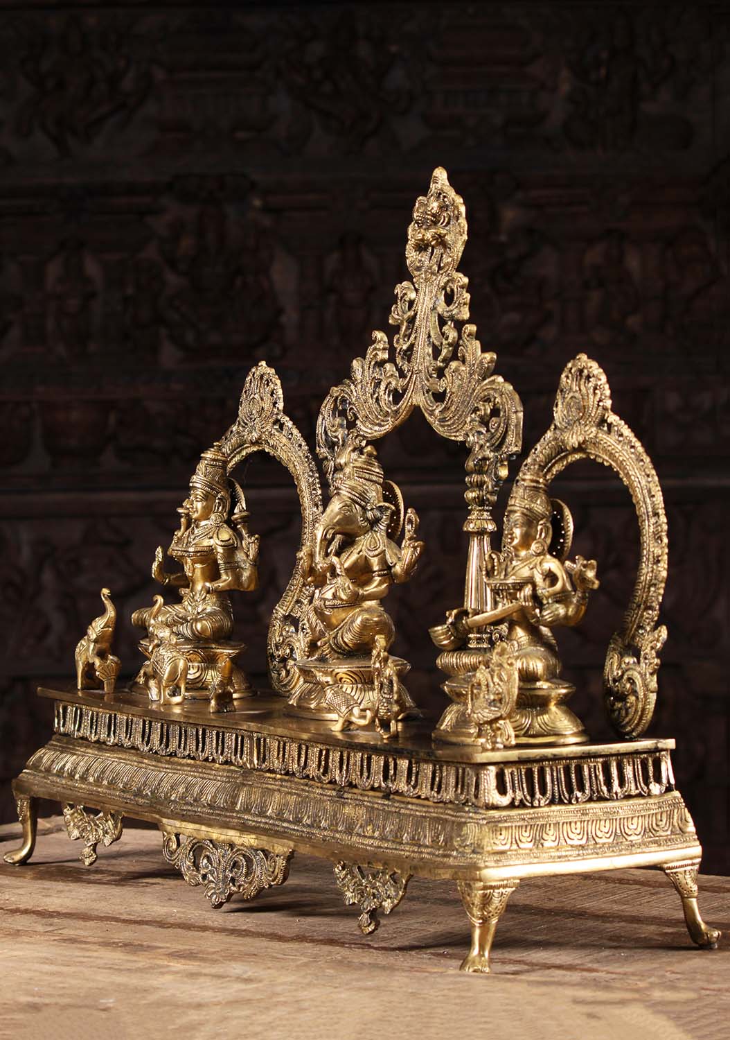 Brass Statue Set Ganesh, Lakshmi & Saraswati 20"