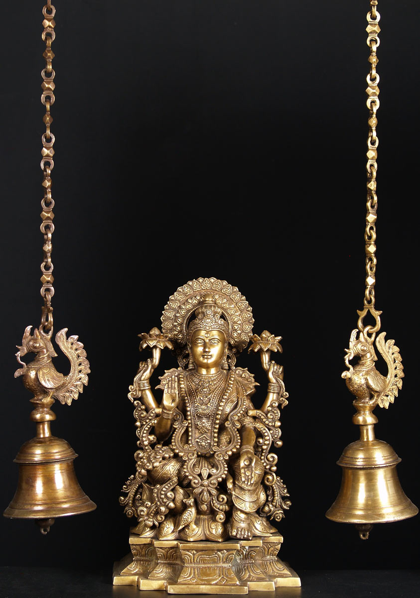 Brass Peacock Bell 12 inch