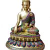 Brass Buddha Sitting With Base Stone Work