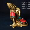Brass Buddha Resting With Stone Work 6 Inch