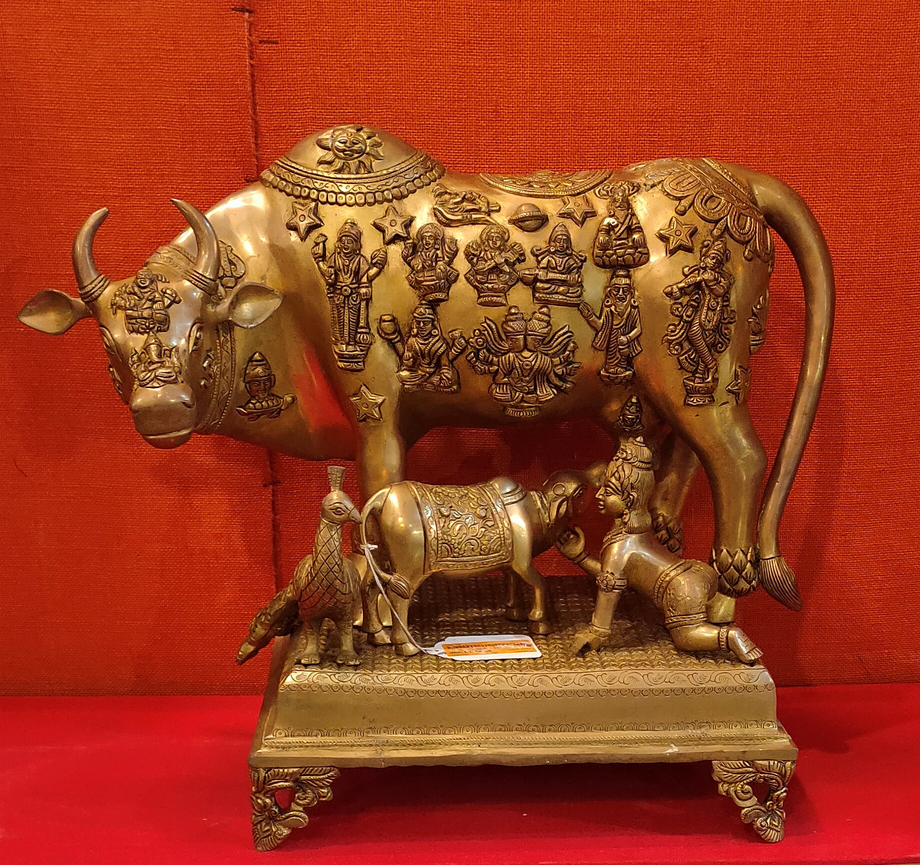 Brass Cow And Calf 21 Inch