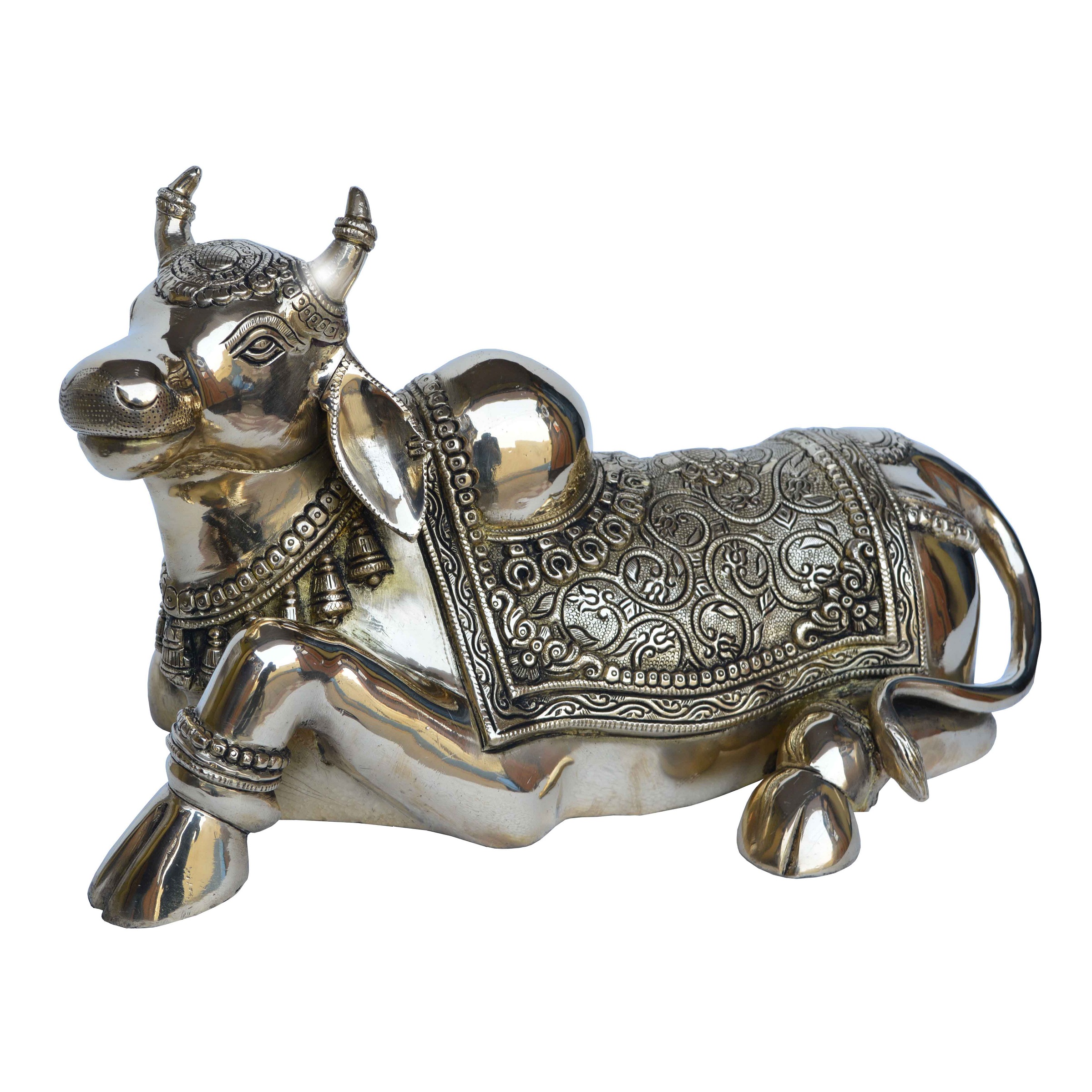 Nandi Sitting Metal Brass Handmade Handicrafts Lord Shiva Nandi