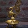 Brass Oil  Lamp Standing Peacock With Lady