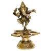 Dancing Ganesha Brass Oil Lamp Decorative Metal Lamp Statue 