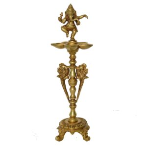 Decorative Oil Lamp With Dancing Ganesha On Top Table Decor