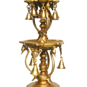 Brass Metal Oil Lamp Stand Of Bird Design On Top - Deepak Stand