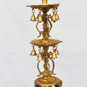 Brass Metal Designer & Unique Decorative Peacock Shape Oil Lamp With Little Bells