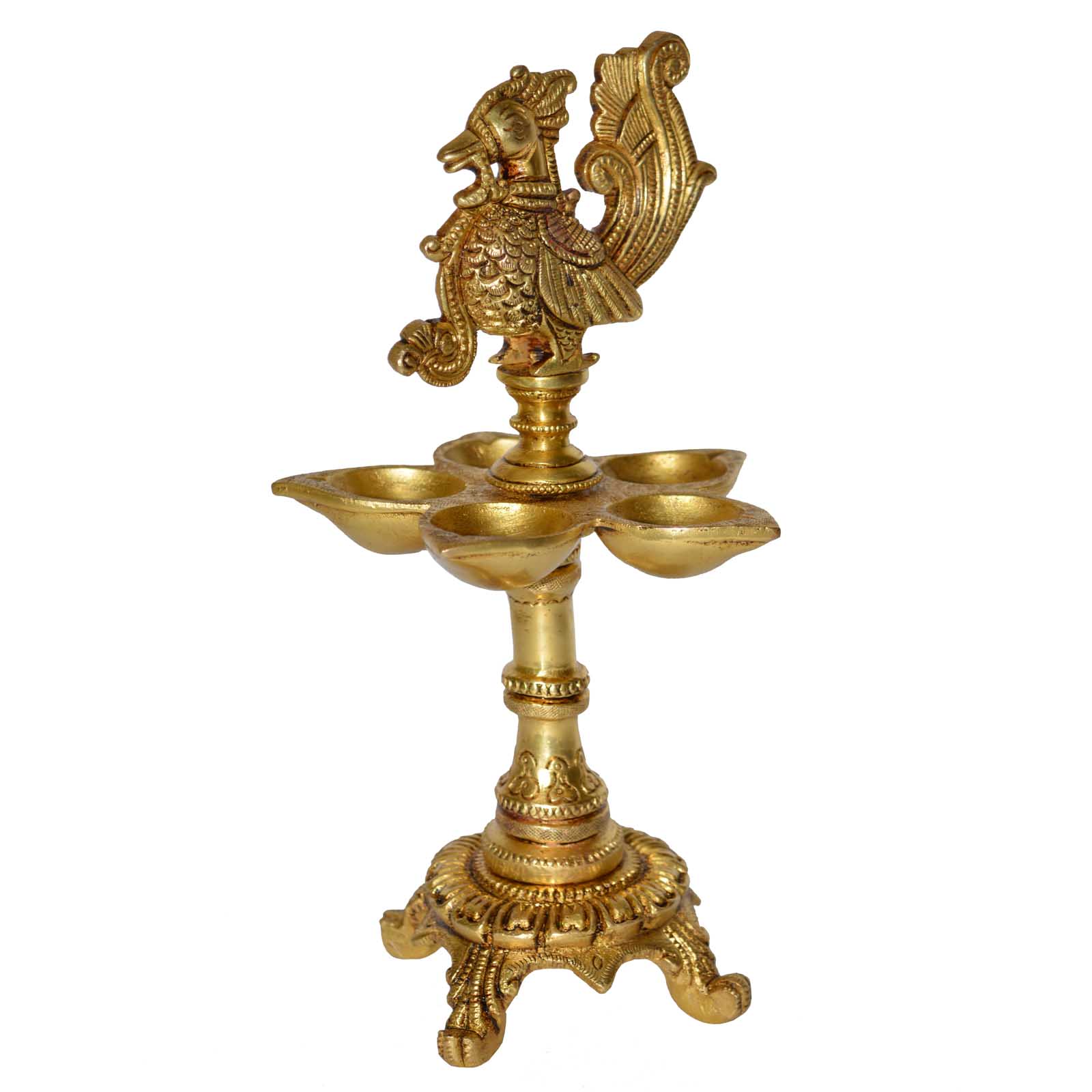 Brass Standing Oil Lamp With A Small Bird