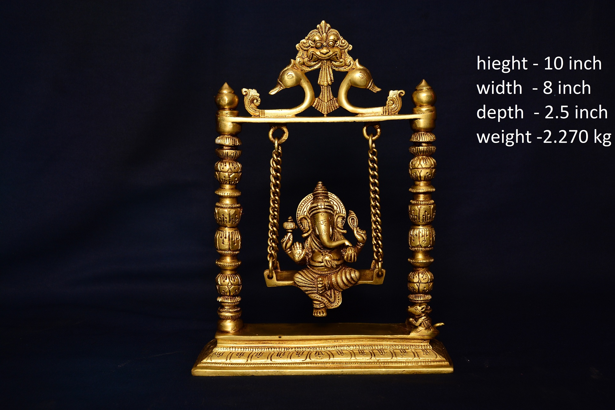 Brass Ganesh relaxing on a Jhula | Swing 10 inch