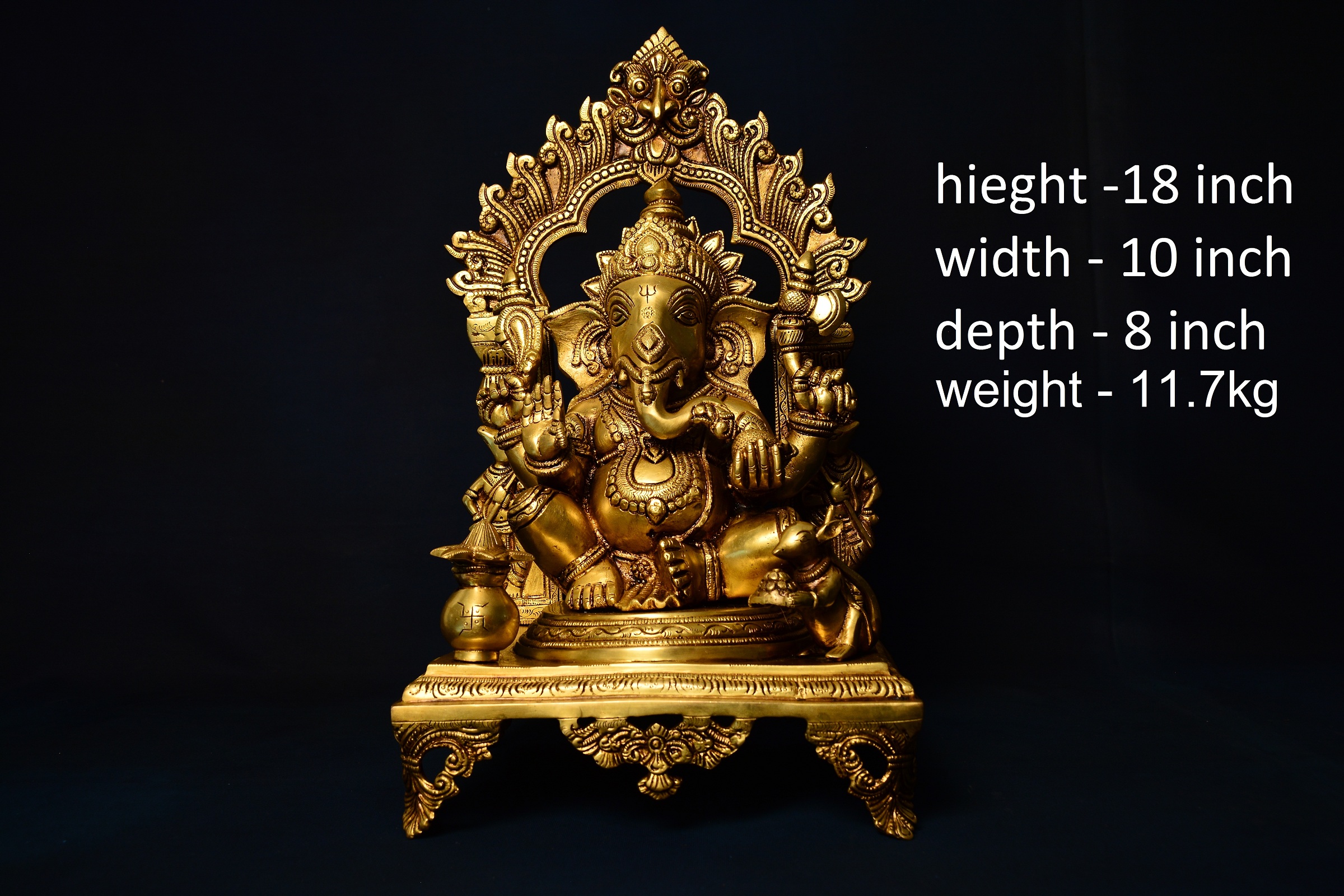 Brass Ganesh Sitting fine Arch 18 Inch