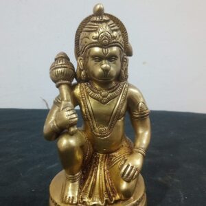 Brass Hanuman | Bajrang Bali Sitting Round Base 5 Inch