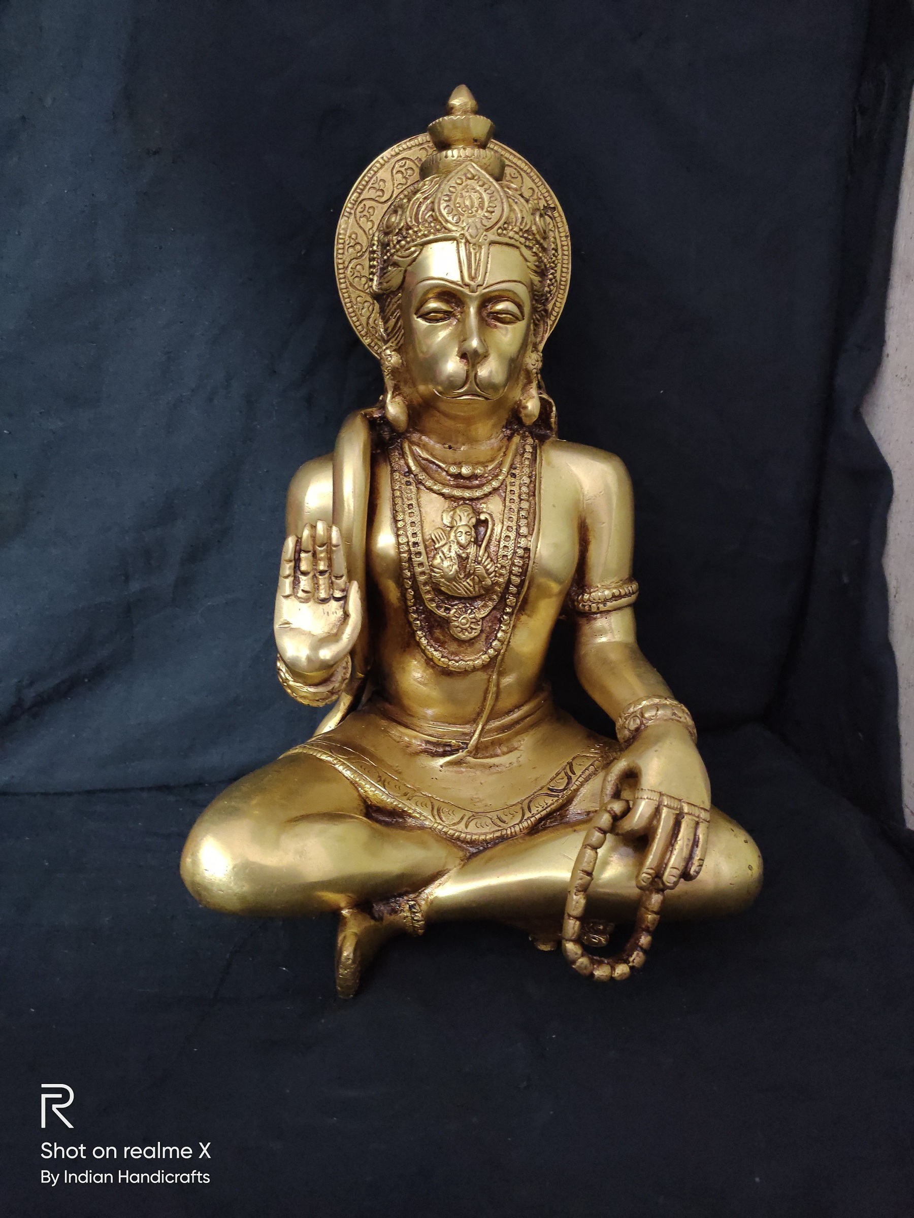 Brass Hanuman | Bajrang Bali Sitting 10 Inch
