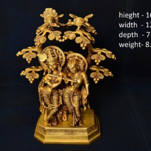 Brass Krishna Radha With Cow Under Kadamb Tree 16 Inch