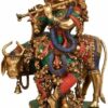 Krishna Playing Flute With Cow Sculpture