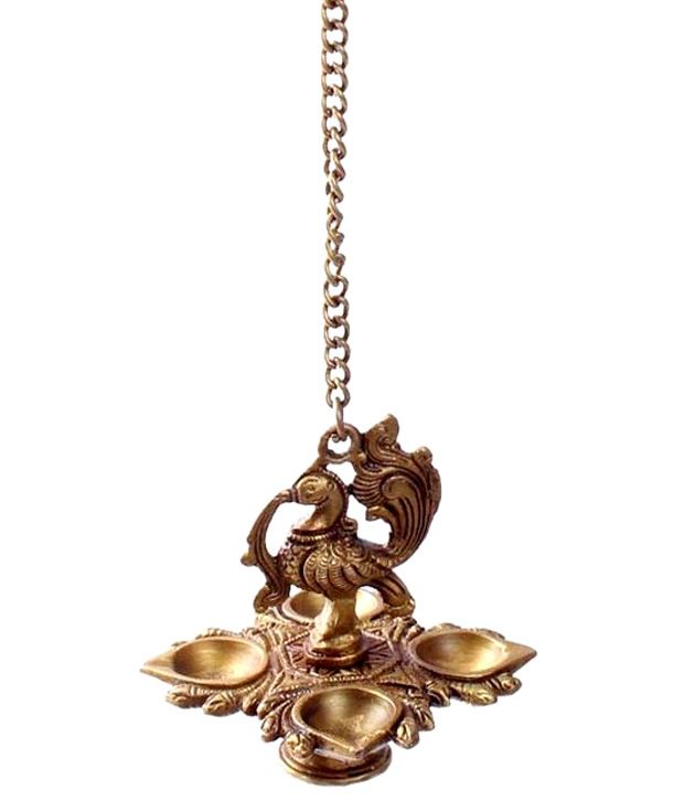 Oil Lamp Hanging Peacock With 4 Diya