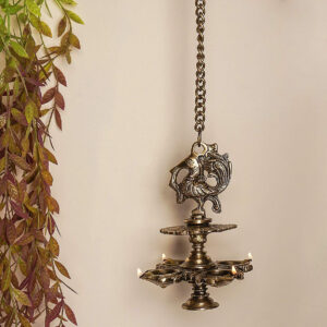 Oil Lamp Hanging Peacock With Double Layer 4 Diya