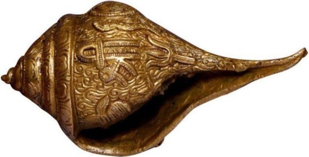 Brass Shankh Carving Shree | Konch 6 Inch