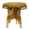 Brass Metal Decorated Hand Carved Home Decor Chowki/Stool