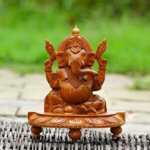 Lord Ganesh Kadam Wood Murti 12 inch
