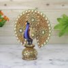 Wooden Peacock Hand-Carved Showpiece with Decorative Stones & Pearls – Handicrafts Paradise | BIYANKA | 6.5 x 6.3 x 8 Inches